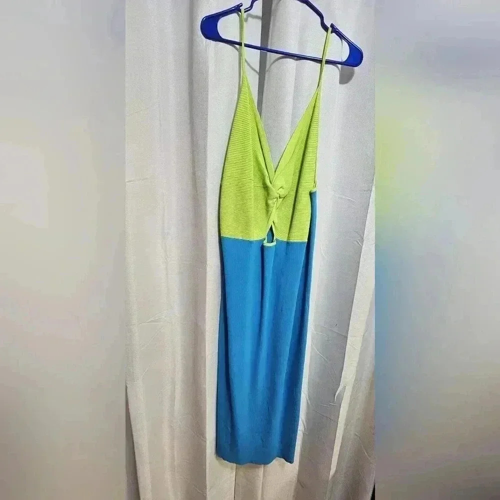 Plus Size Neon Colorblock Midi Dress